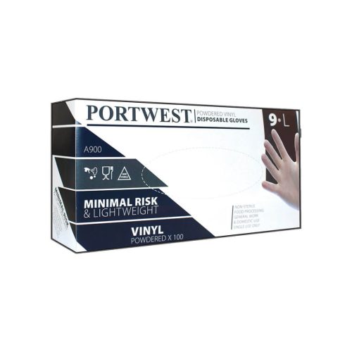 A900CLRM Portwest Vinyl egyszerhasználatos kesztyű, púderezett (100 db)
