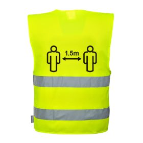   CV74YERL/XL Portwest Távolságtartásra figyelmeztető jól láthatósági mellény 1,5 m