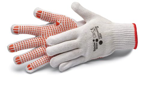 Cottonstar Grip M/8" pamutkesztyű, pettyes tenyérrész, CAT1