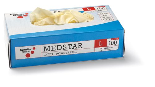 100 Medstar Latex PF L/9" 100db egyszer használatos latex kesztyű,